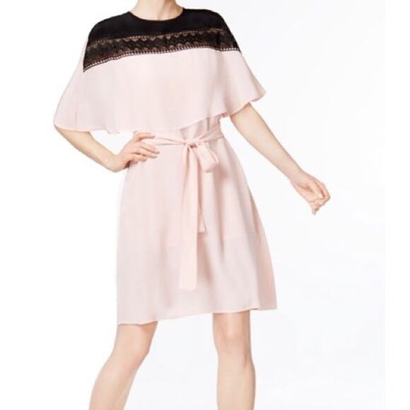 Yyigal Pink Dress Belted Lace Pink Cape - Picture 1 of 5